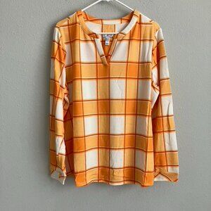 Denim & Co. Heavenly Jersey Split Neck Long Slv Top - Yellow (Sz 1X) a544130